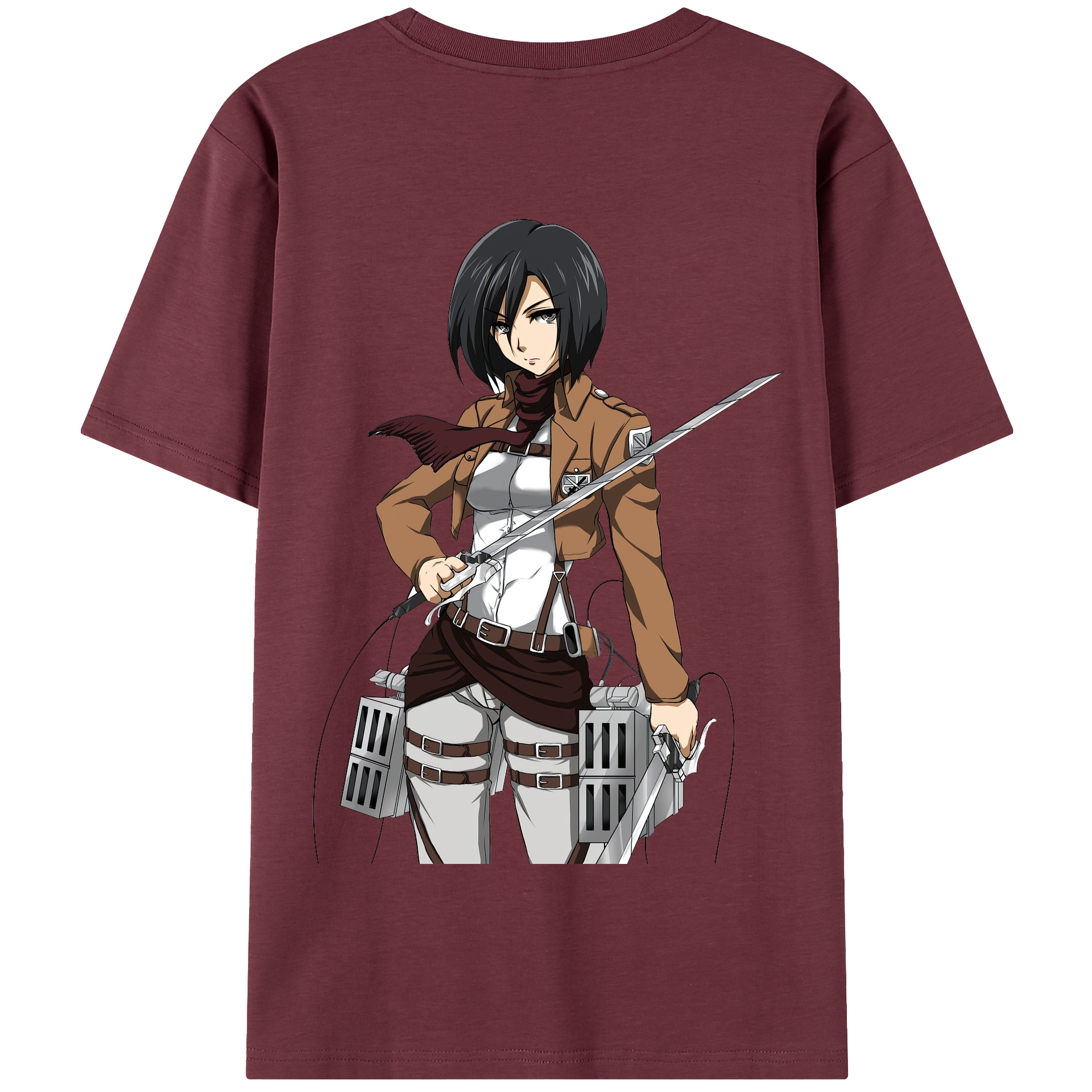 （画像用） 進撃の巨人 ミカサ·アッカーマン Attack on Titan Mikasa Ackerman 綿100％半袖Tシャツ（背面プリント）
